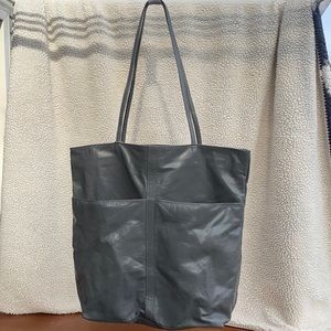 Womens Gray Leather Purse